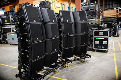 L-Acoustics K3 enclosures pictured in Solotech’s Montreal shop