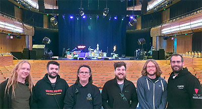 Stu Condron (FOH & Production Manager), Donal O'Lunaigh (LD), Leo Tierney (LX System Tech), Aaron Greig (Mons), Craig Williams (Mons System Tech), Alex Chapman (FOH System Tech)