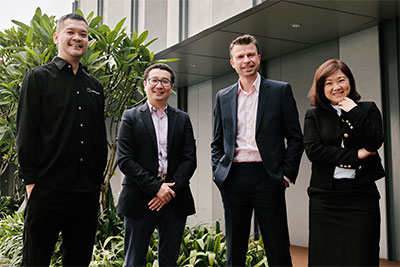 Chung Wah Khiew, Applications Engineer, Tim Zhou, CEO, David Cooper, Sales Director and Yen Shu Ong, Head of Finance & Accounting at L-Acoustics APAC