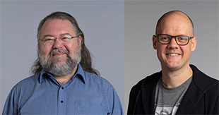 Roger Schwenke, Ph.D. (Meyer Sound senior scientist and innovation steward – left), and Merlijn van Veen (senior technical support and education specialist at Meyer Sound 