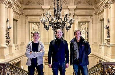 Nicolas Faguet, Sound and Video Manager at the Comédie-Française, Patrick Moch, Technical Director Deputy at the Comédie-Française, Sebastién Gryspeert, Sales Manager France and Africa, Riedel Communications
