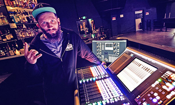 Val Foster at SSL-200 FOH console in the Showroom performance space