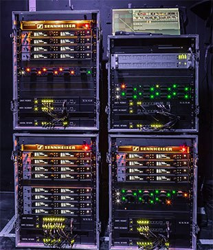 A 16-way and two 8-way racks, all complete with custom-made panel work for AES and analogue outputs plus data and antennae patching, plus internal power distribution on each