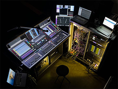 The tour’s Quantum5-equipped monitor mix position