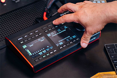 Adrian Morales-Demori controls a Focusrite RedNet R1 unit