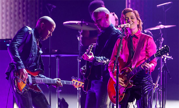 Brandi Carlile at the 65th Grammy Awards, using Sennheiser SKM 6000/Neumann KK 205 capsule combination ​ (Pic Robert Gauthier/Los Angeles Times via Getty Images)