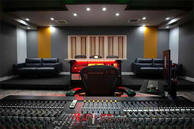 Studio B control room at Grand Bay Recording Studios 