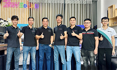 Mr Tra, Media Manager, Tech Sound; Mr Toan, Technical Management, Project Implementation, Tech Sound; David Wong, Generation AV; Mr Nam Am Thanh, Co-Founder, President and CEO, Tech Sound; Mr Le Ngoc Diep, Co-Founder, Sales Director, Tech Sound; Mr Lam, Design Management, Tech Sound; Mr Hieu, Social Media Manager, Tech Sound