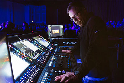 Jeff Sandstrom at the tour’s DiGiCo Quantum338 FOH desk