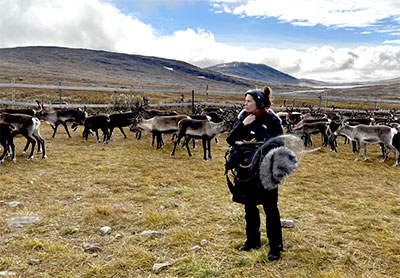 Invisible Flock team member Victoria Pratt at the corral during the podcast recording