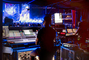 FOH engineer Temidayo Oladehin at his DiGiCo Quantum338 console