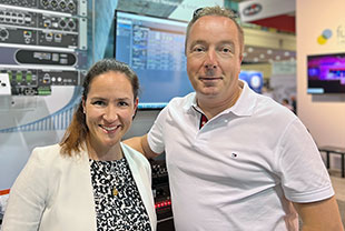 AuviTran International Sales & Marketing Manager Cianna David-Kivlehan and CUK Group MD Stuart Thomson at InfoComm