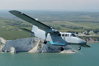 Visual representation of BN2T-4S Islander demonstrator aircraft with Stratospheric Platforms array modification (Pic: Britten-Norman)