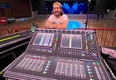 FOH engineer Aaron Brody