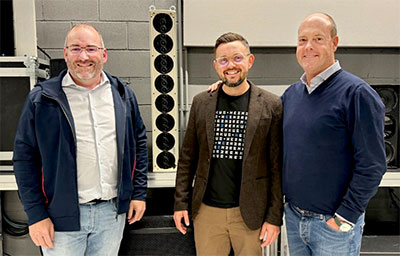 SeeSound product manager Carles Ribó, Renkus-Heinz's Michal Poplawski and SeeSound CEO Nacho Alberdi