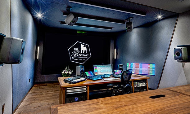 7.1.4 Dolby Atmos room with Genelec Active Monitors at Mr. Bronx Audio Post in NYC