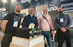 Michal Kubinec (Project Manager, Optio s.r.o.), Val Gilbert (Sales Manager, APEX), Branislav Gažík (Project Manager, Optio s.r.o.), Matej Šulgan (CEO, Optio s.r.o.)