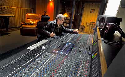 Raúl Aliaga Lewis at his new SSL Origin desk