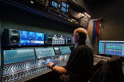 David Habegger at the Lawo console in High-End TV's Symphony OB