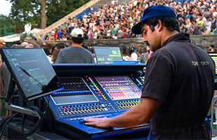 FOH Engineer Sam Joseph at Worley Sound’s DiGiCo Quantum326 desk