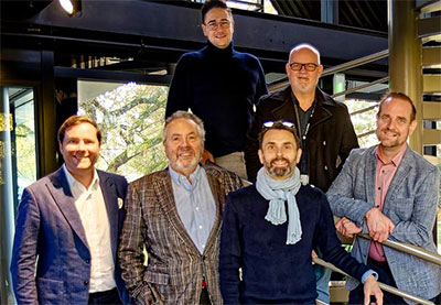 Front row: Benjamin Garnier (CEO Algam), Gérard Garnier (President Algam), Stephane Pataud (Division Director Algam Audia) Back row: Marco Zeidler  (Head of Sales Western Europe), Thomas Garin (BDM HK Audio), Christian Jordan (CEO/CMO HK Audio)
