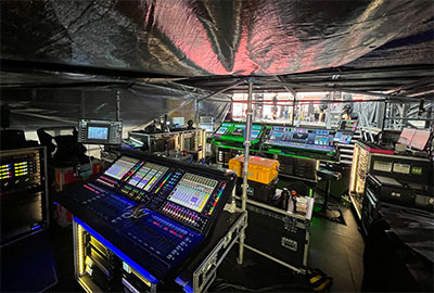 A DiGiCo Quantum338 desk facilitated monitor mixes for the opening acts