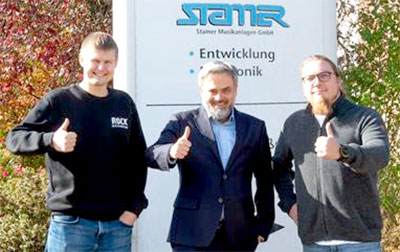 Edijs Rudzis, CEO Rock Distribution, Dawid Somlo, HK Audio International Sales Manager Eastern Europe, Alvis Ivanovs, HK Audio Sales Manager at Rock Distribution