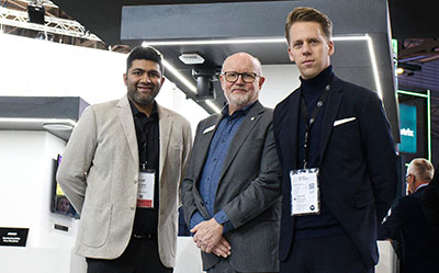 Akhil Raphael (Sales Director Commercial Audio, Audio-Technica Middle East), John Dodson (Managing Director, Audio-Technica Middle East) and Stephan Grawe (Managing Director, Audio-Technica EMEA Sales Division)