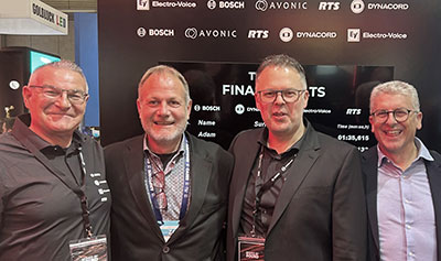 D Hunter (CEO Electro-Voice, Dynacord), P Castro (CEO & General Director Midwich Iberia), C Gress (Sales Director Electro-Voice, Dynacord), T Calzada (Audio Business Manager Midwich Iberia)