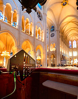 Unlike traditional RF wireless systems, Spectera does not employ diversity,  ​which halved the antenna requirement for Notre-Dame ​(Pic: Olivier Allard)