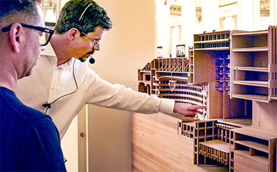 Marco Schretter, Head of Audio-Video-Streaming, at Teatro alla Scala with Giuseppe Angilello, Regional Sales Manager Italy, Riedel Communications