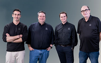 The Audio-Technica Iberia team Left to right: Sales Manager Professional Audio, Ignacio Viguera; Alex Blanco, TiMax Brand Manager; Managing Director, Sylvain Hochart; and Marketing Manager, Carles Torras