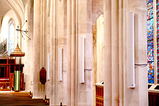 The slim Iconyx arrays blend into the cathedral architecture