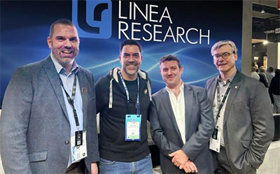 Jan Saueressig, Director of Sales Commercial Audio Germany; Benedikt Partl, Brand Manager Martin Audio, Linea Research and TiMax; Dom Harter MD of Martin Audio; Matthias Exner, MD