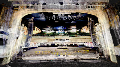 LiDAR image of the view from the stage of the O2 Academy Brixton