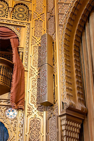 Mabel Tainter Theater with  custom‑painted AC6 ADAPTive line arrays