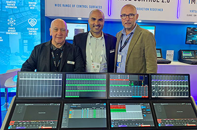Graham Murray, International Sales Manager, Calrec; Francesco Struzzi, Sales Director, Video Progetti; Sid Stanley, Managing Director, Calrec