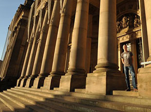 Festival Director Chris Fell outside Leeds Town Hall Festival Director Chris Fell outside Leeds Town Hall