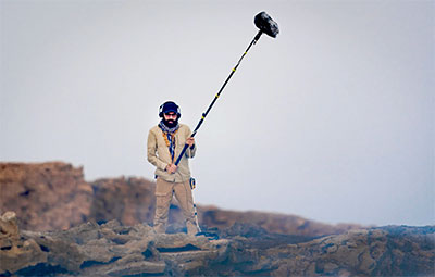 George recording the Erta Ale volcano in Dallol, Ethiopia