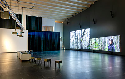 John Akomfrah’s Listening All Night To The Rain video installation with surround sound, commissioned by the British Council for the 60th International Art Exhibition, La Biennale di Venezia, 2024 (Pic: Jack Hems)