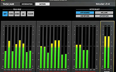 Tascam Model Mixer Settings Panel