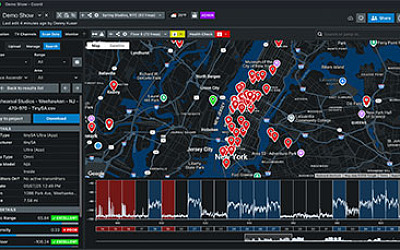 Interactive map with crowd-sourced spectrum data